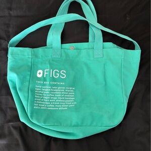 FIGS Teal Green Canvas Tote with Logo